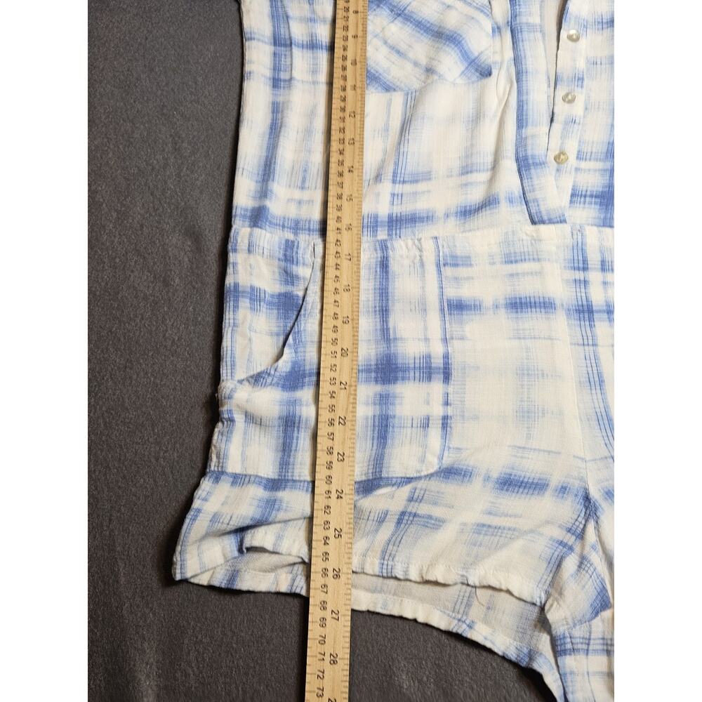 O’Neill Romper Women’s Medium Blue White Short Sleeve Romper Button Up Cotton - Picture 6 of 8